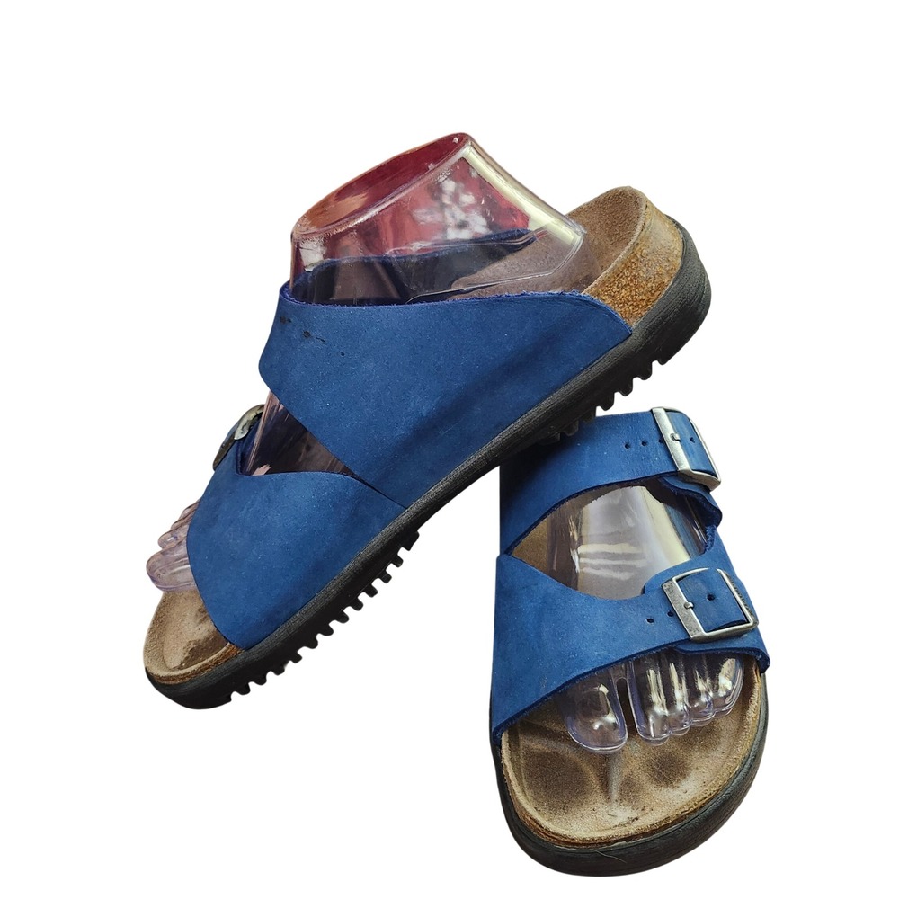 Betula by Birkenstock Blue Nubuck Double Strap Sandals Womens 9 Granola Boho